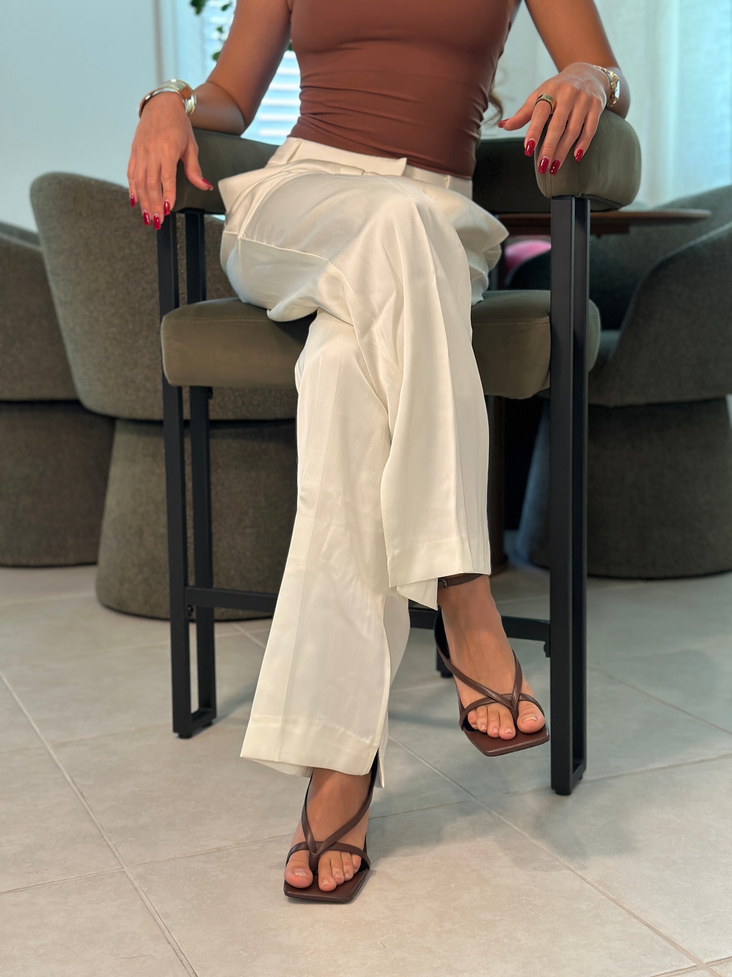 Ecru Column Trousers